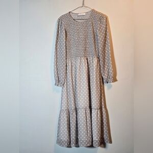Mad about style pokerdot midi long sleeves dress